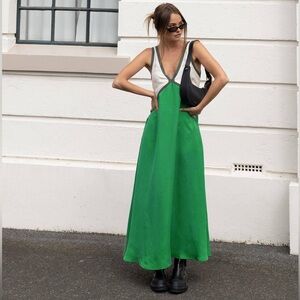 Commense Green and White Maxi Dress